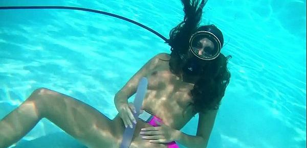  Underwater self sex with purple dildo by Nora Shmandora
